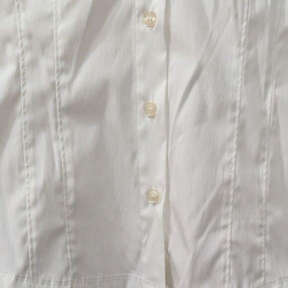 Fred David White Button Up Shirt Women's Petite Medium - Picture 9 of 10